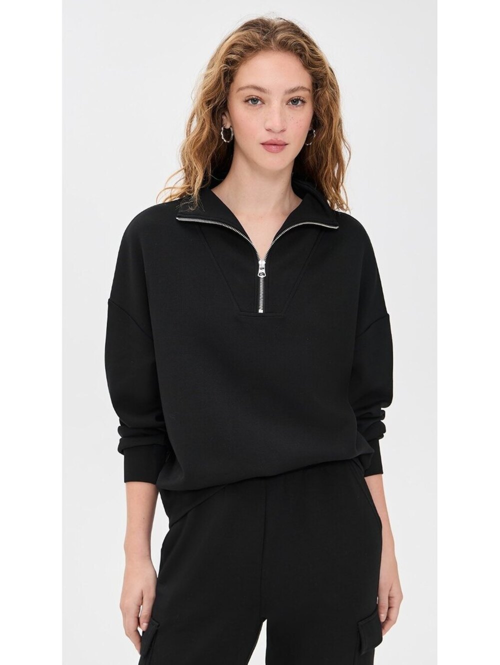 Varley Hawley Half-Zip DoubleSoft Sweatshirt Black Size Small